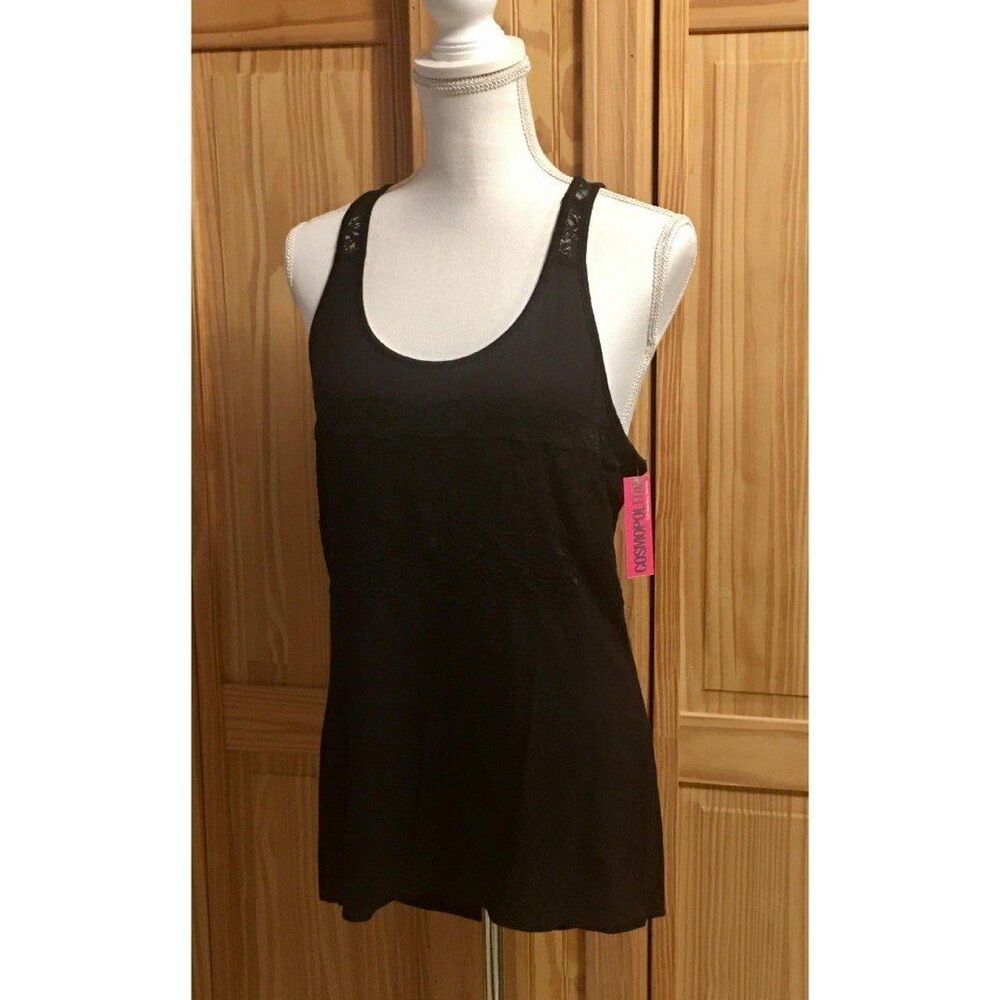 Cosmopolitan Little Black Top Lace High Low Cami Style Cosmo Racer Size Med NWT